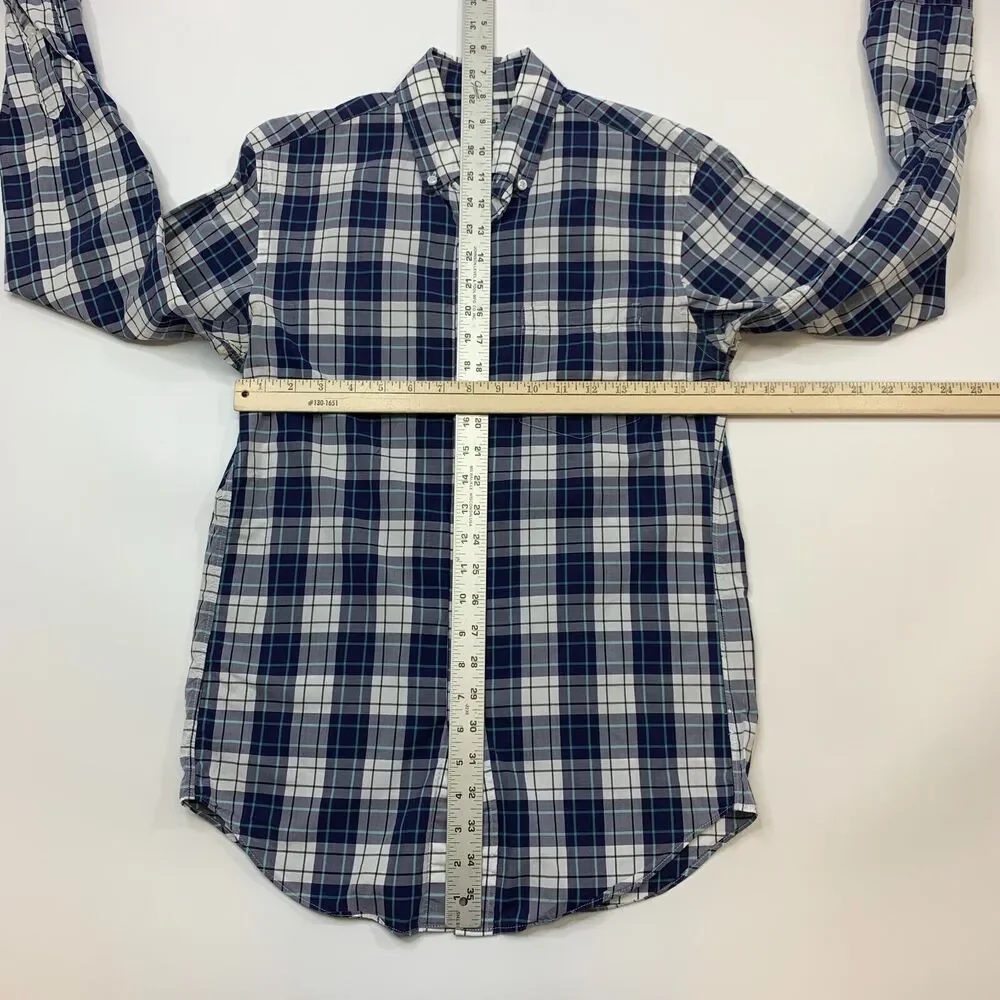 J.Crew Light Weight Shirt Mens XS Extra Small Plaid Cotton Button Up Long Sleeve